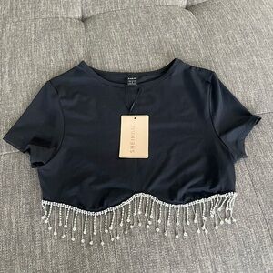 Black Top with Gem Fringe